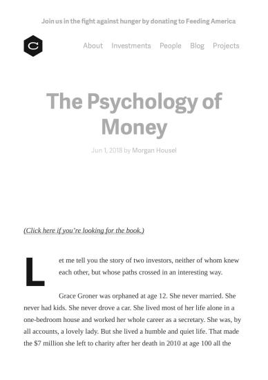 The Psychology of Money