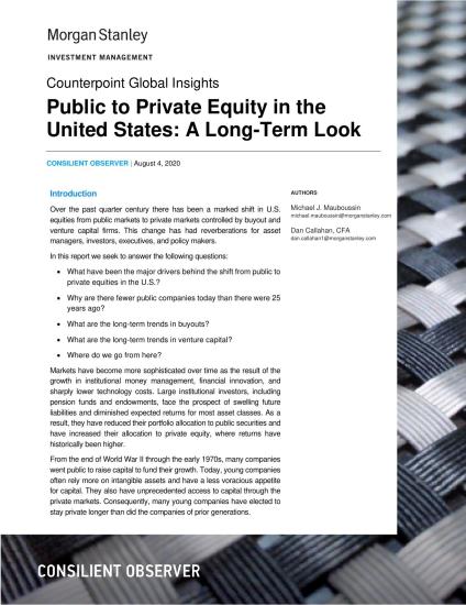 Public to Private quity in the US:  a long- term look